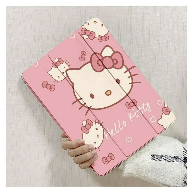Funda de tableta Kawaii Hello Kitty para IPad 7/8/9th Gen 10,2 Mini 5 6 Air 4 5 10th Pro 2022 2018 11 pulgadas Wake/Sleep, cubierta de tres pliegues