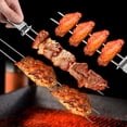 thumbnail image 4 of Paquete de 6 brochetas para kebab, brochetas de acero inoxidable para parrilla, brochetas planas para carne con deslizadores, brochetas de metal reutilizables para parrilla para carne, verduras,, 4 of 4