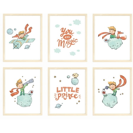 Nistio® Little Prince Nursery Wall Art, Little Prince Playroom Decor, Little Prince Posters, Set of 6 UNFRAMED Prints, 8x10"