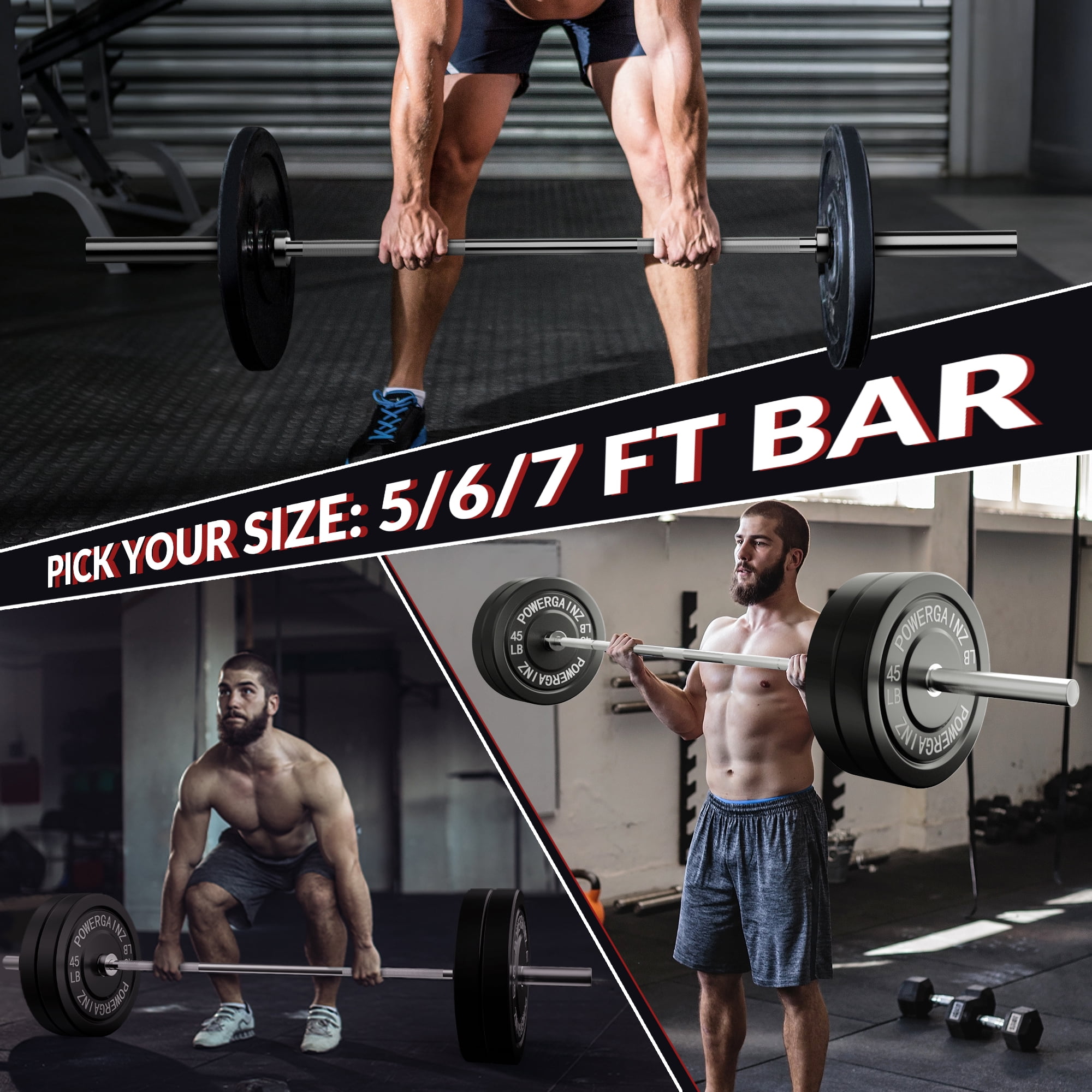 Signature Fitness Olympic Barbell, Alloy Steel, Silver, 2-Inch Sleeve, Available in 5FT, 6FT, and 7FT, Strength Training Weightlifting Bar for Home Gym