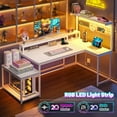 thumbnail image 4 of L Shaped Gaming Desk with Shelves & Hooks,56" Reversible Corner Gaming Table with LED Lights & Power Outlets,Computer Desk with Storage & Monitor Stand & Print Stand for Home Office,White, 4 of 8
