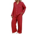 thumbnail image 2 of Delayuji Womens Pajama Sets Warm Winter Fuzzy Pajama Sets Fleece Loose Loungewear Plush Sleepwear Home Clothing, 2 of 4