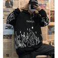 thumbnail image 3 of Otoño e Invierno estilo bf calle Hip-Hop Retro estampado de llama ropa holgada con capucha para parejas más suéter de moda de terciopelo amor, 3 of 4