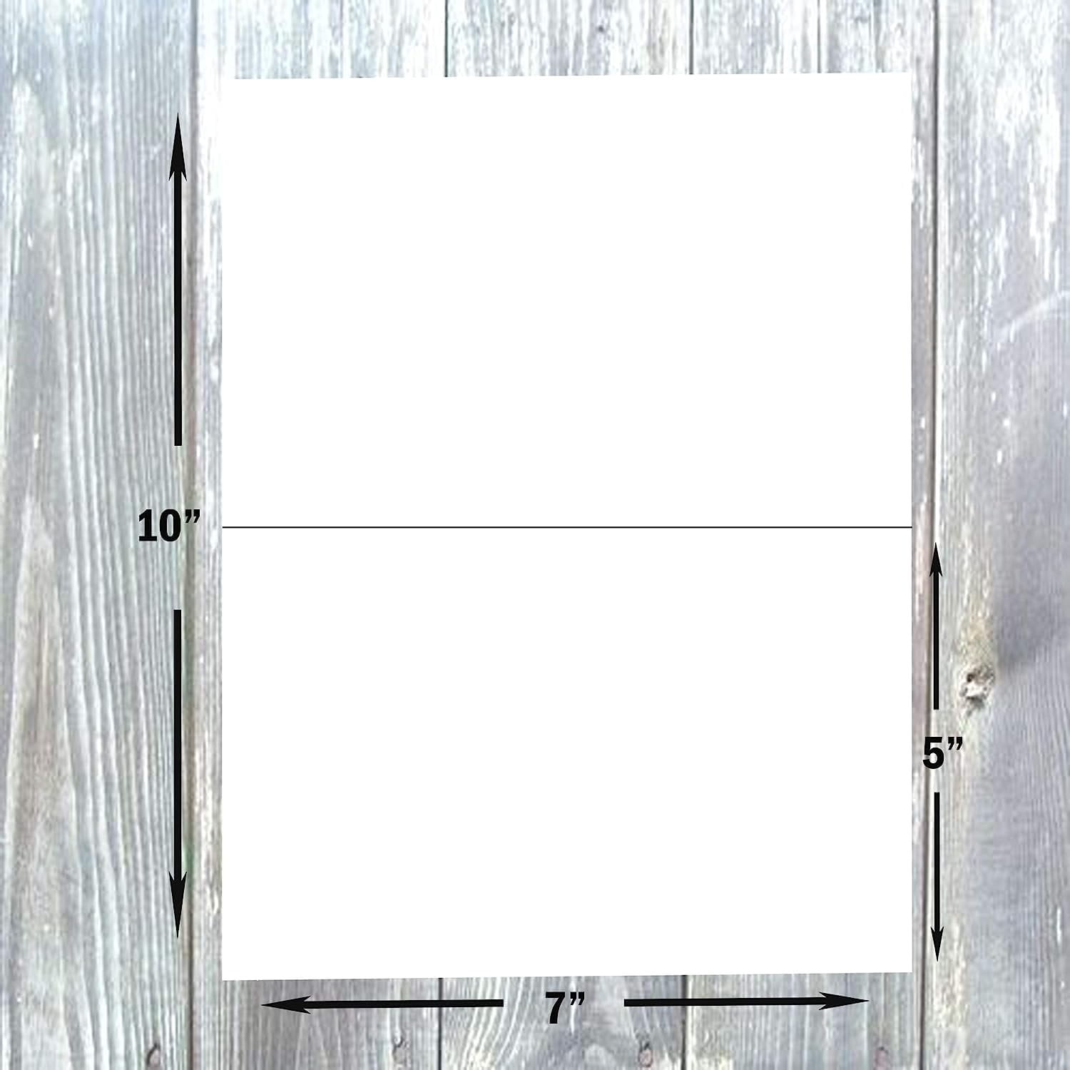 Hamilco Card Stock Folded Blank Cards with Self Seal Envelopes 5x7 - Scored White Cardstock Paper 80lb Cover - 100 Pack