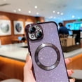 thumbnail image 5 of Magnetic Case for iPhone 15, [Compatible with MagSafe] Non-Yellowing Glitter Shining Paper Clear Case for Women Girls, Rugged Shockproof Protection Phone Cover for iPhone 15,Darkpurple, 5 of 9
