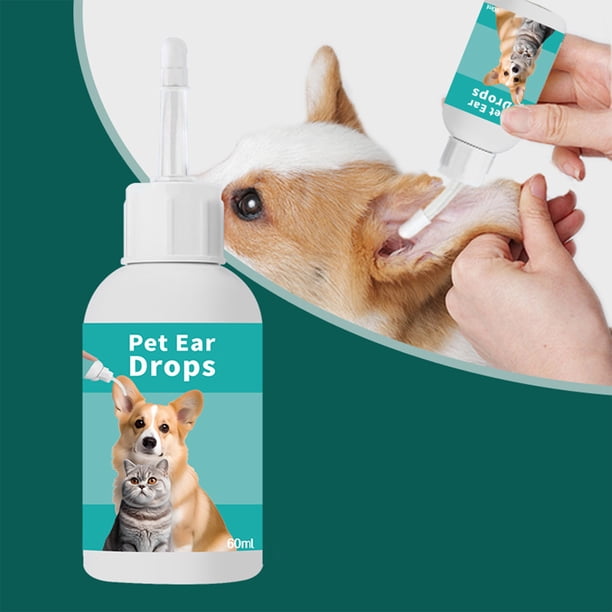 Solución de limpieza de oídos para perros y gatos de 60 ml. Solución para el cuidado de los oídos que contiene ingredientes calmantes para ayudar a aliviar el olor de picazón de oído y eliminar la suc
