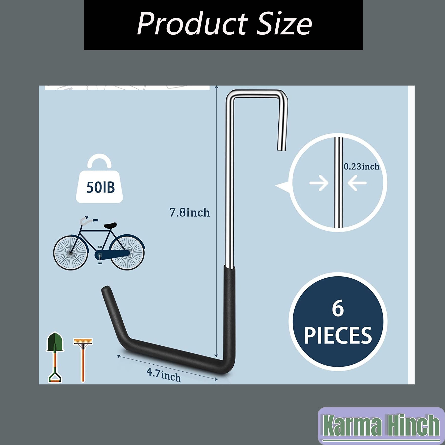 6 Pack Heavy Duty Rafter Hooks for Hanging Vinyl Coated Large S Hooks