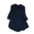 thumbnail image 3 of Camisa de mujer Manga larga Primavera Otoño Blusa Cuello en V Chica Top suelto, Azul, 5XL Advancent AP000936-24, 3 of 7