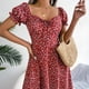 thumbnail image 3 of Vestido De Mujer Vestido de primavera verano para mujer Elegante vestido floral para fiesta navideña (Rojo XL) Cgtredaw para Mujer Rojo T M, 3 of 8