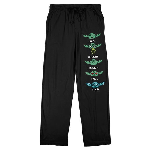 The Mandalorian Many Faces Of Grogu Men's Black Sleep Pajama Pants-3XL