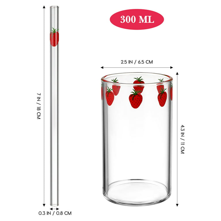 Ipetboom 1 Set Strawberry Clear Glass Mug with Straws, 300ML Glass Cup  Drinking Glasses Drinking Cup…See more Ipetboom 1 Set Strawberry Clear  Glass