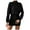 Black2, variant on Women's Pullover Sweater Dress Long Lantern Sleeve Ribbed Knit V Neck Ruched Bodycon Mini Dress 2025 Fashion Dress For Women Plus Size Black M