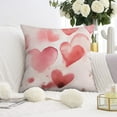 thumbnail image 3 of Valentines Decor Pink Love Heart Throw Pillow Covers 18 X 18 Inch, Set Of 2, Linen Study Sofa Cushion Cover Indoor Living Room Home Decor, 3 of 7