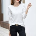 thumbnail image 4 of aidice Shirts for Women Casual Round Neck Long Sleeve Tops Comfy Fitting Solid Color Tee Shirts Underwear, 4 of 8