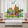 thumbnail image 2 of Ambesonne Dinosaur Kitchen Curtains, Funny Creatures Trees, 55"x39", Multicolor, 2 of 3