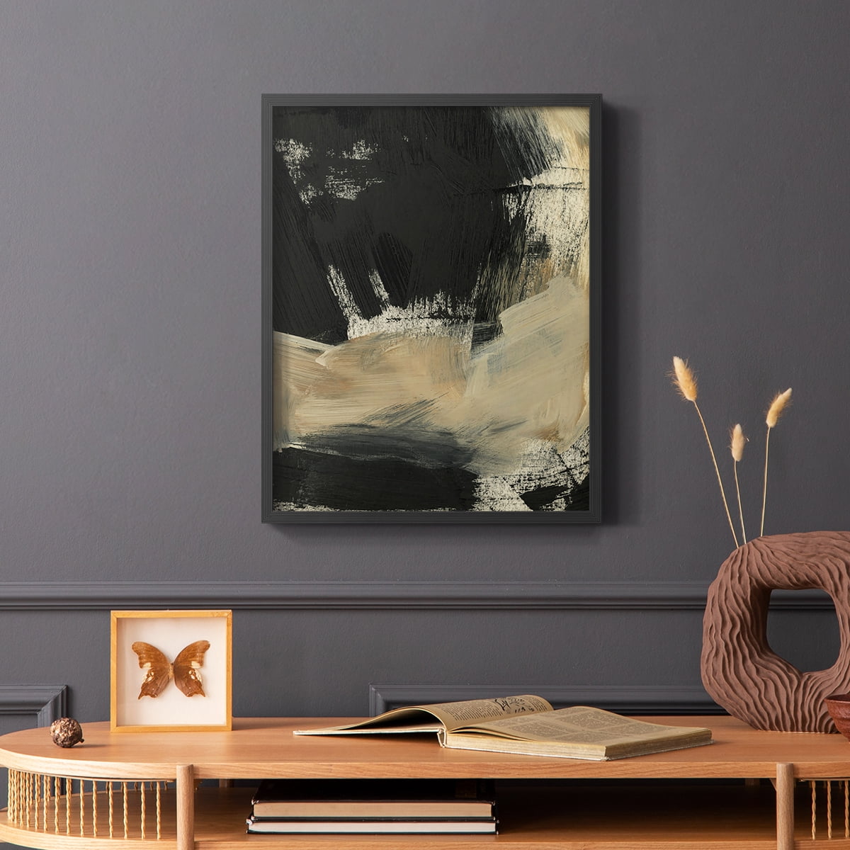 Baked Paintstrokes VI Framed Print in Black Solid Wood Framed Print No Nail Hanging