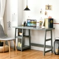 thumbnail image 3 of Costway Trestle Computer Desk Indoor Office Workstation w/Removable Shelf Grey, 3 of 10