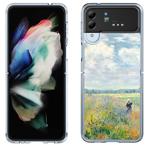 Shockproof Bumper Phone Case for Samsung Galaxy Z Flip 4 5G, by OneToughShield ® - Poppy Field