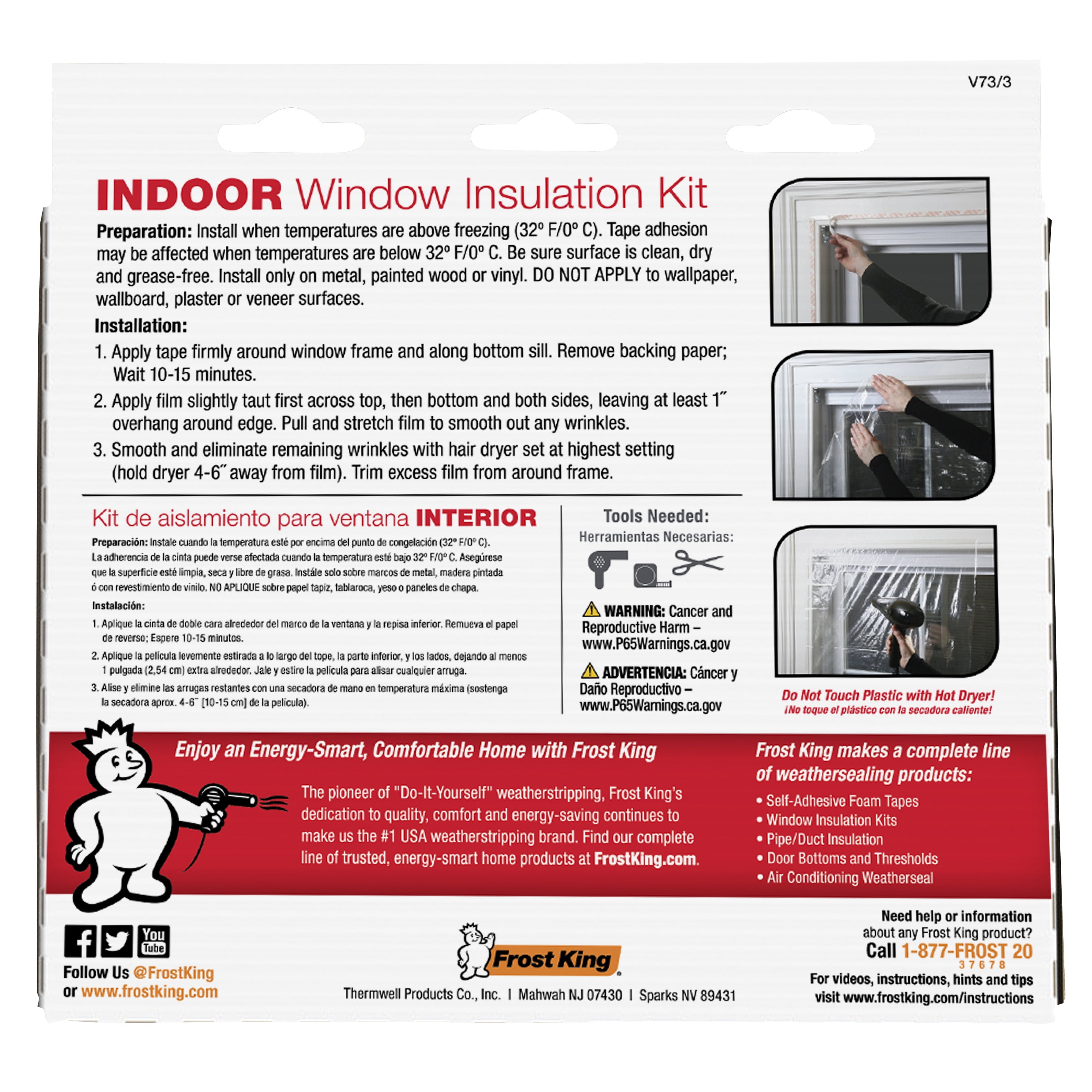 Frost King V73-4 E/O Indoor Window Insulation Kit (4 per Pack)