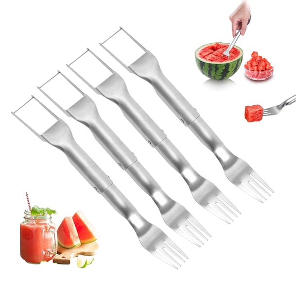 Xihbxyly Cortador de Sandía Plegable, Rebanador Multifuncional de Acero Inoxidable, Tenedor de Fruta de Fácil Agarre, Diseño Portátil para Picnics Al Aire Libre, Reuniones Familiares, Disfrute de Fru