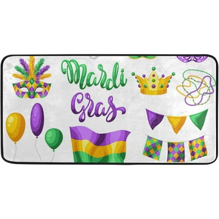 

SKYSONIC Mardi Gras Kitchen Rug Anti Fatigue Non-Slip Bath Rug Entryway Doormats Runner Comfort Mat 39 x 20 Inch