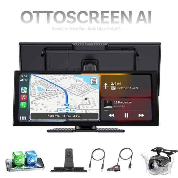 Ottocast OttoScreen AI 11.4' HD Wireless Android Auto, Carplay Screen for Car Built-in Online Video Apps, Car Stereo Backup Camera, Dual WiFi, Bluetooth, FM/AUX