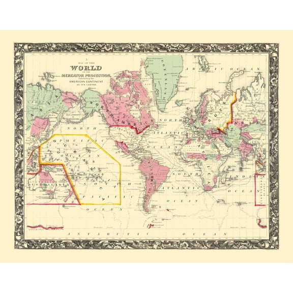 Historic Map - World American Continent Mercator Projection - Barrow - Vintage Wall Art