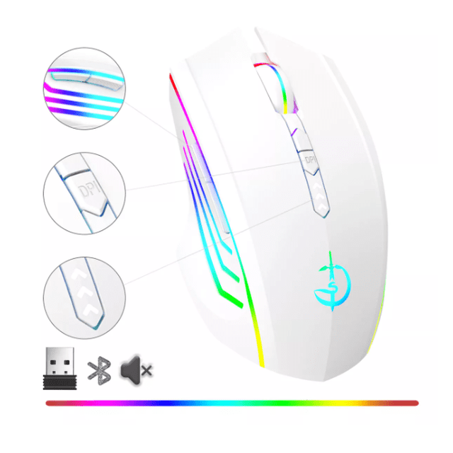 Mouse Inalámbrico Wünd Bluetooth Recargable Ergonomía 2.4g 3modos Blanco