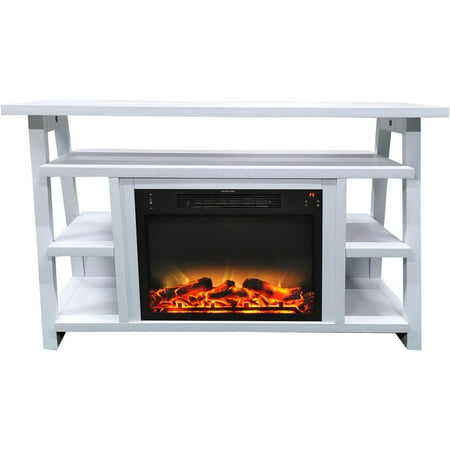 

Hanover 32-In. Industrial Chic Electric Fireplace Heater with Realistic Log Display and 5 LED Flame Colors White