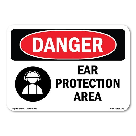 OSHA Danger Sign - Ear Protection Area | Decal | Protect Your Business, Construction Site, Warehouse & Shop Area |  Made in The USA