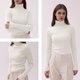 thumbnail image 5 of Jersey v28 para mujer, elástico, cuello alto, tejido blanco, talla S, 5 of 5