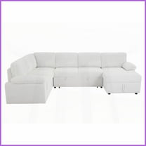 Oversized Modular Corduroy Sectional Sofa - Convertible L/U Shaped Sleeper with Storage for Living Room, Apartment & Office, Deep Seat Comfort, White