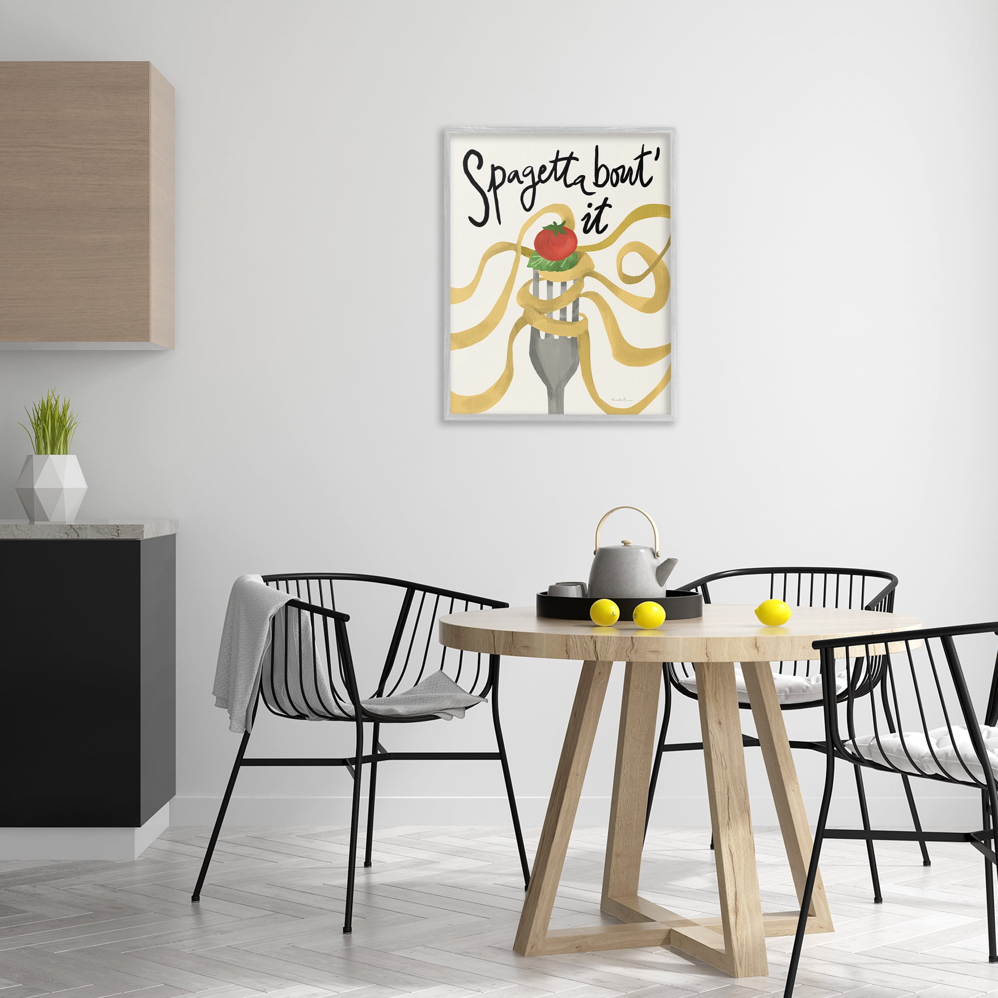 Stupell Industries Funny Spaghetti Phrase Food & Beverage Painting Gray Framed Art Print Wall Art, 24 x 30