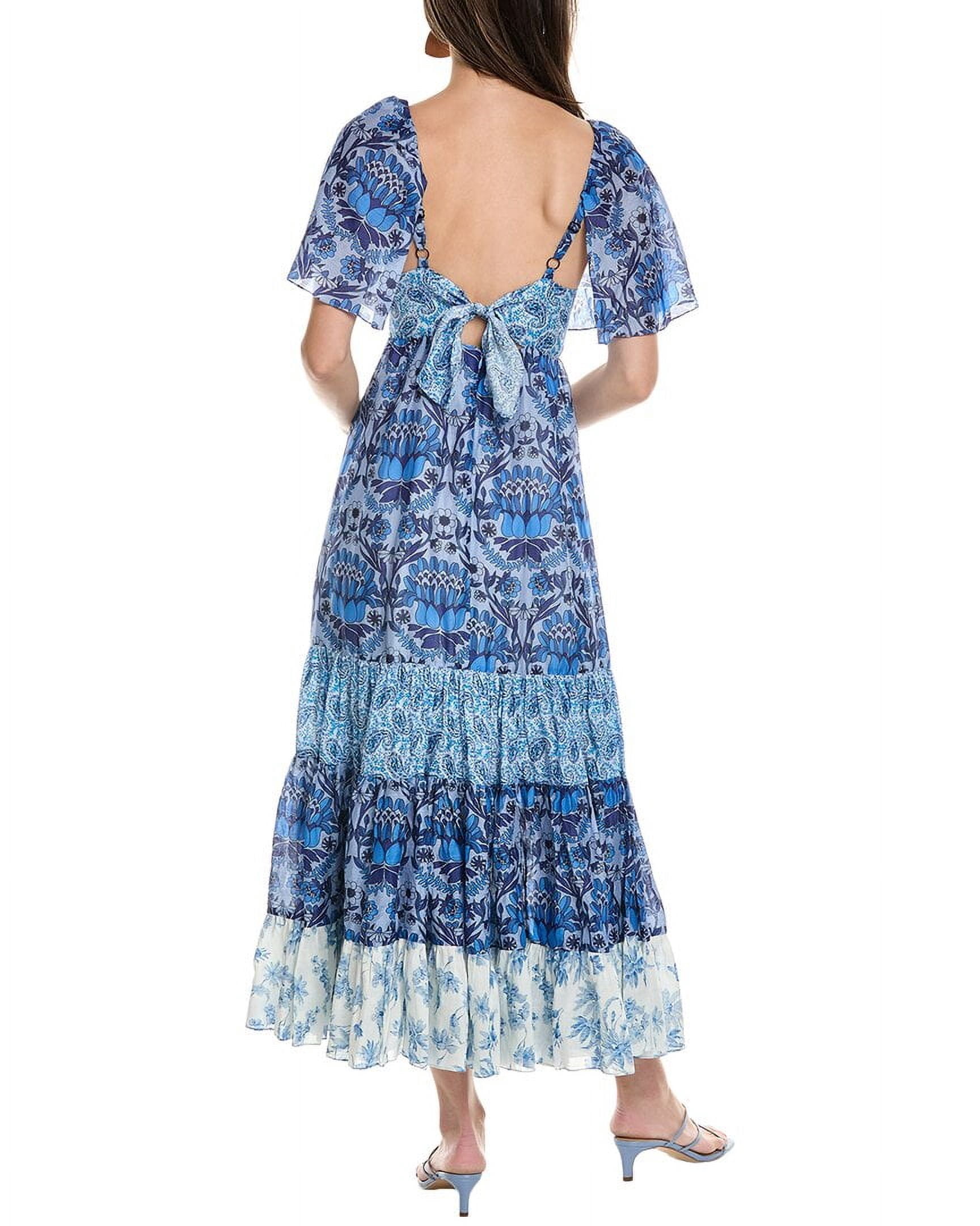 sachin and babi light blue dress Goddiva Dobby Mesh Feather Sleeve Hem Maxi Dress main image 1