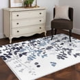 thumbnail image 3 of 4'x6' Area Rugs, Navy Blue Leaves Indoor Outdoor Area Rug for Living Room Bedroom, Summer Botanical Washable Bathroom Rugs Kitchen Floor Carpet Mats Home Decor Aesthetic, 3 of 8