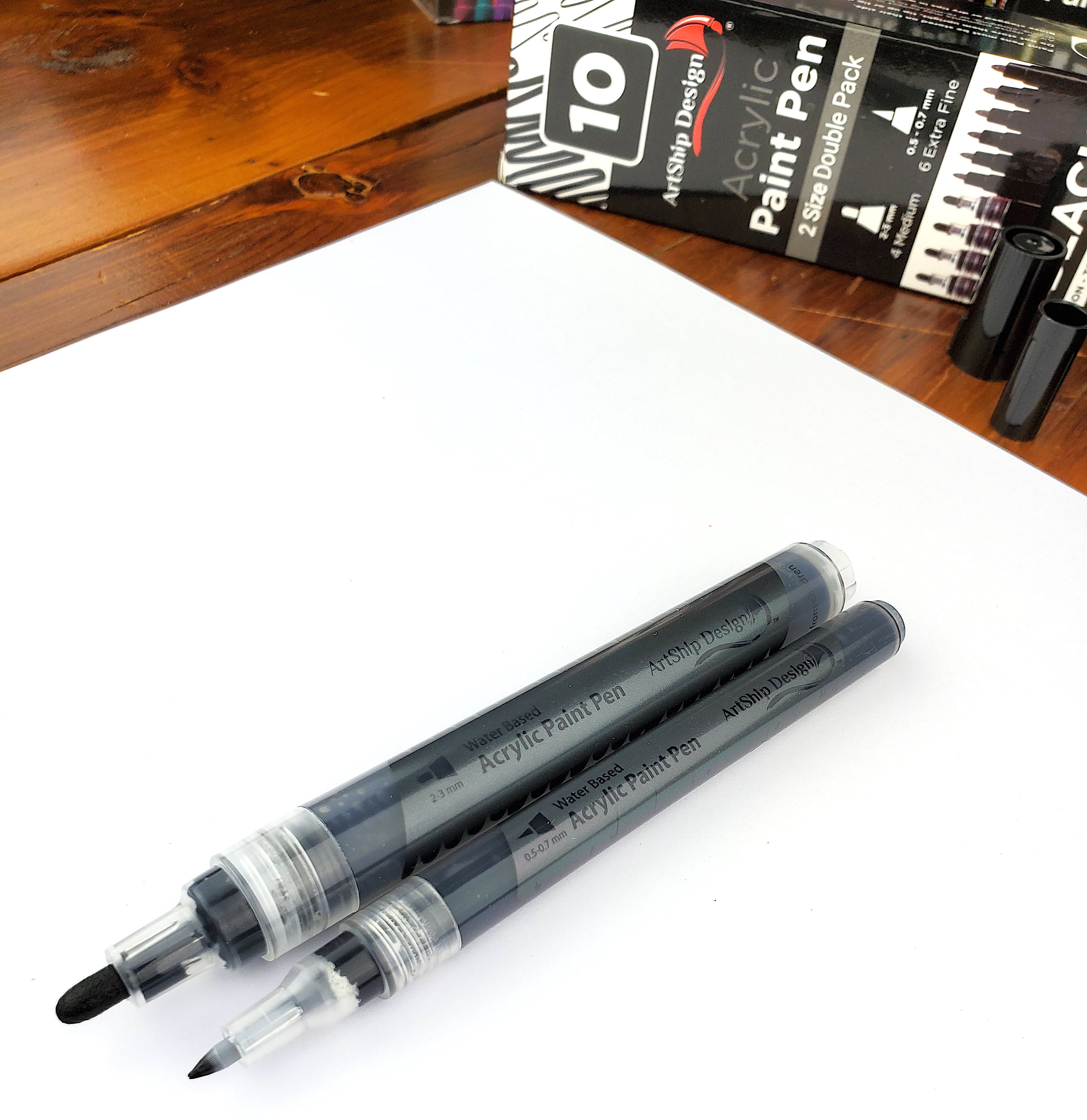 Funcils 5 Acrylic Black Paint Pen - Fine Tip, Thin Point & Jumbo