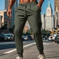 thumbnail image 2 of Kvture Mens Casual Cargo Joggers Drawstring Elastic Waist Tapered Work Cargo Pants Outdoor Hiking Pants with Pockets Army Green S, 2 of 7