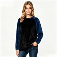 thumbnail image 2 of Color Block Fleece Sweatshirts for Women, Crewneck Long Sleeve Basic Tees, Women'sSize S-2XL, 2 of 4
