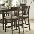 thumbnail image 4 of JERFIT Counter Height Dining Chairs Set of 2, Dark Brown Wood Slat-Back Design with Padded Fabric Seat for Kitchen Island and Breakfast Bar, 4 of 7