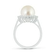 thumbnail image 2 of ANGARA South Sea Cultured Pearl Ring with Floral Halo in 14K White Gold for Women | June Birthstone, Birthday, Anniversary, Jewelry Gift for Women | Pearl Ring, 2 of 8