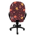 thumbnail image 3 of Autumn Office Chair Slipcover, Funny Forest Animals Fall Buddies Bear Rabbit Hedgehog Woodland Friends, Protective Stretch Decorative Fabric Cover, Standard Size, Maroon and Multicolor, by Ambesonne, 3 of 5