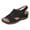 Black, variant on Sandals for Women Peep Toe Splice Hollow out Low Wedge Platform Slingback Ankle Strap Slip on Summer Orthopedic Shoes Black Size 7