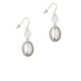 thumbnail image 2 of Delight Jewelry Silvertone Small Grey Imitation Pearl Silvertone Leaf French Earrings, 2 of 5
