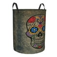 thumbnail image 2 of XMXY Round Laundry Basket Organizer, Flower Skull Death Skeleton Waterproof Collapsible Dirty Clothes Basket Laundry Hamper, Small Size, 2 of 8