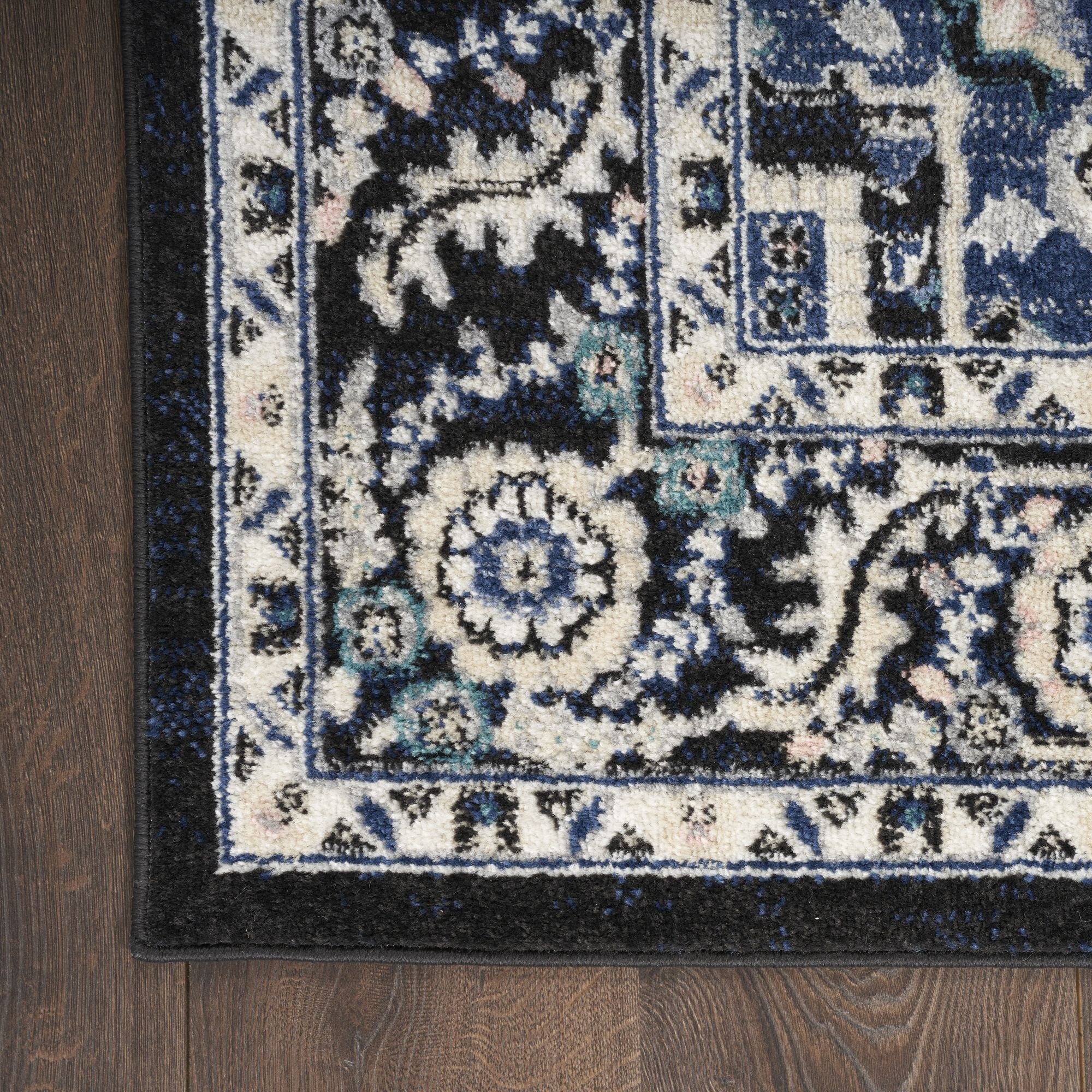 Nourison Passion Black Ivory 5'3" x 7'3" Area Rug, Contemporary, Boho, Bed Room, Living Room, Dining Room, Kitchen, , Easy Cleaning, Non Shedding (5' x 7')