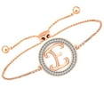 thumbnail image 2 of CARATS FOR YOU Round Cut Natural Diamond Initial "E" Alphabet Letter Name Adjustable Bolo Bracelet Personalized Gifts for Women In 14K Rose Gold Over Sterling Silver (0.20 Cttw), 2 of 6
