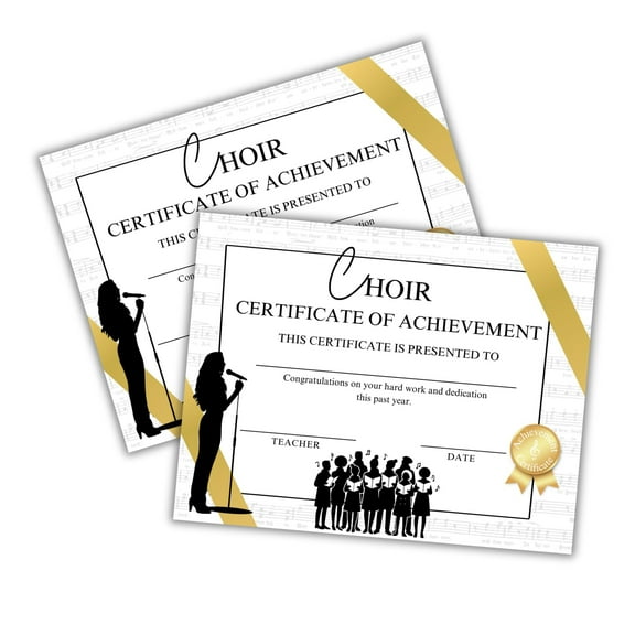 Choir Show Certificate of Achievement End of Year Award 50pk 8.5x11 for Vocal Teachers Give to Students Best Most Likely to Superlatives Music Leadership