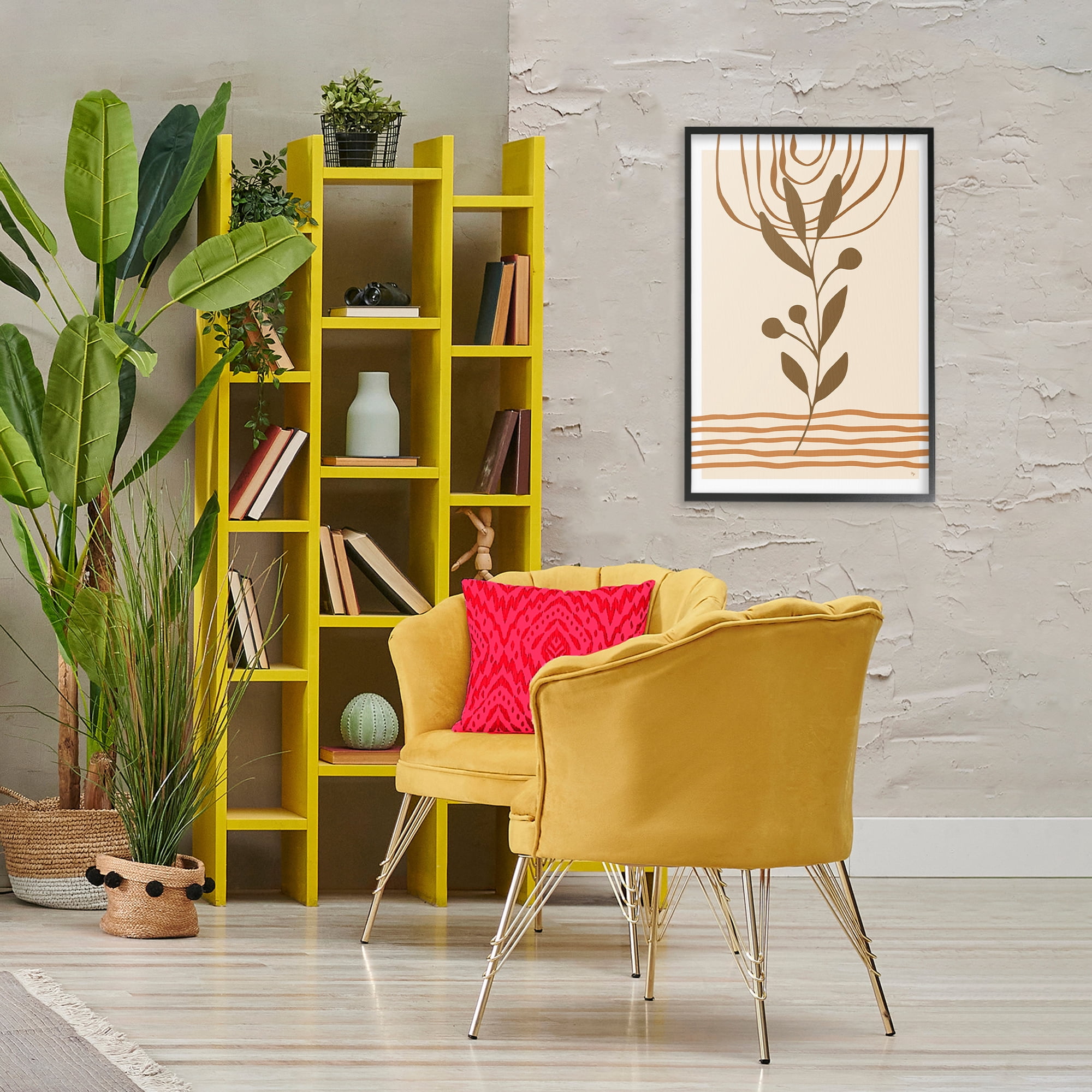 Stupell Industries Bohemian Plant Sprig Botanical & Floral Painting Black Framed Art Print Wall Art, 20 x 30