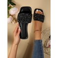 thumbnail image 1 of Women's Flat Sandals Plus Size Summer Beach Slippers With Rhinestone Decoration, 1 of 4
