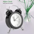 thumbnail image 2 of Reloj despertador retro de metal con doble campana, alarma silenciosa con sonido fuerte y luces nocturnas, reloj antiguo clásico, despertador con dígitos (negro) JM, 2 of 5